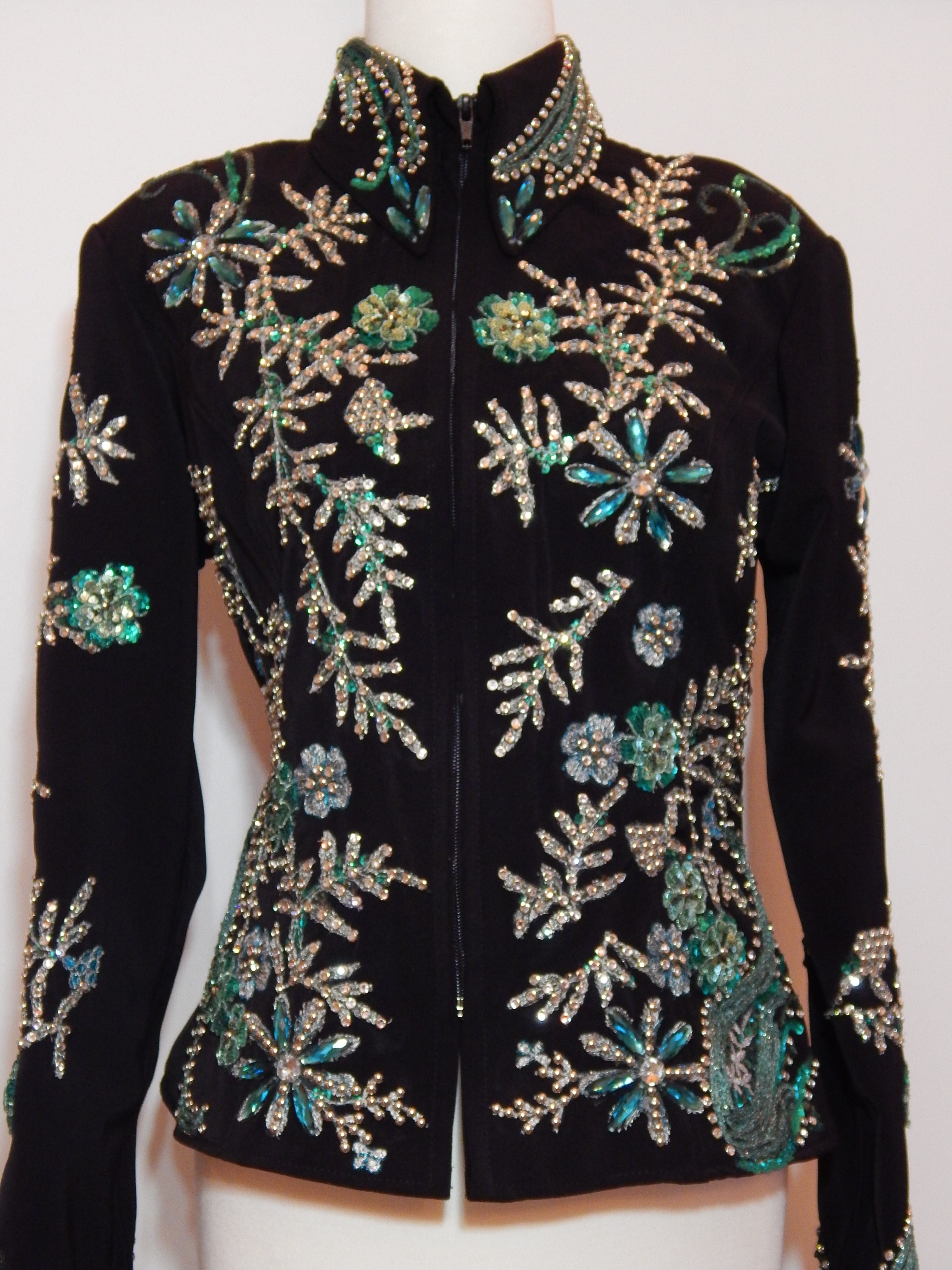 MKC Custom Showmanship/Halter Jacket - Black with Green and Silver